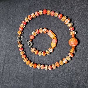 Matching necklace and bracelet set.